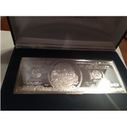 4 OZ .999 PURE SILVER "$100 BAR"