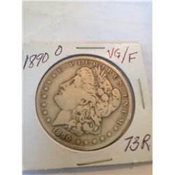 1890 MORGAN SILVER DOLLAR VG/F