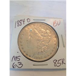 1884-O BU MORGAN SILVER DOLLAR BU MS-63