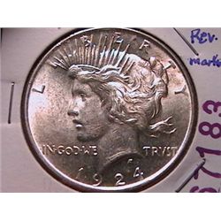 1924 SILVER PEACE DOLLAR AU