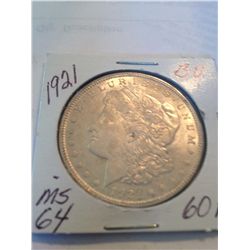 1921 MORGAN SILVER DOLLAR MS-64