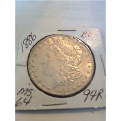 1886 MORGAN SILVER DOLLAR BU MS-64