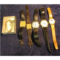 7. Chain-Linked Necklace & (5) Battery operated Wrist watches, all of which need new batteries. Two 