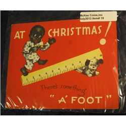 19. Racist art and Black Memorabilia. "At Christmas! There's something "A'Foot"". Card. Child with d
