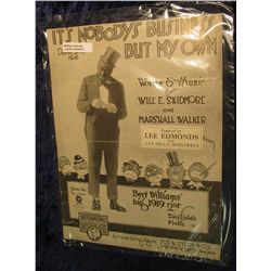 41. 1919 Racist Art and black memorabilia Sheet Music "It's Nobodys Business But my Own".