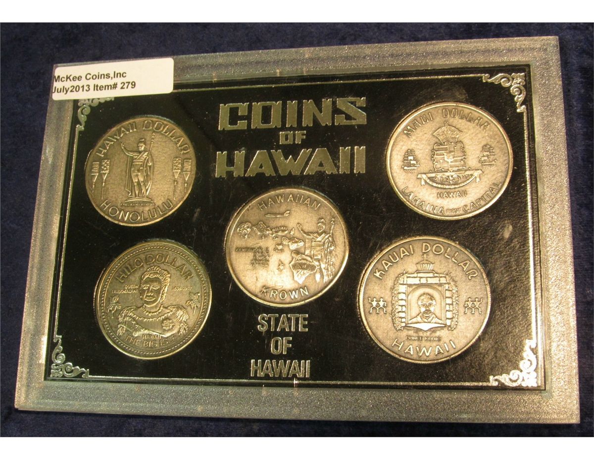 279. FivePiece Set of "Coins of Hawaii". State of Hawaii. All 39mm.