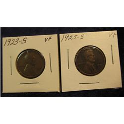 1104. 1923S VF & 1925S VF Lincoln Cents.