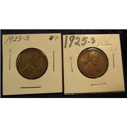 1112. 1923S F & 1925S VG Lincoln Cents.