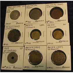 1124. Scarce Morocco Coins including Silver: 1960 Dirham Y#55; (1921) Franc Y#36.1; (1921) 5 Mazuuas