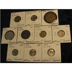 1141. Denmark Collection: 1924 Half-Krone; 1925  (h) HCN; G, KM#822.1 EF; 1926 Two Kroner; 1941 Five