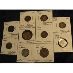 1145. Netherlands-Antilles: (2) 1957 Unc, (2) 63 Unc, & 67 Unc Cents; & 1965 2 1/2 Cents BU; Curacao