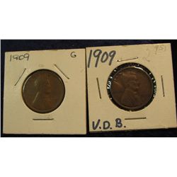 1217. 1909 P & P VDB Lincoln Cents. VG-F.