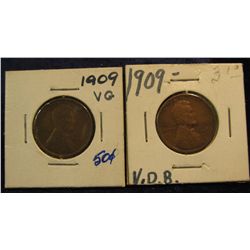 1219. 1909 P & P VDB Lincoln Cents. VG-F.
