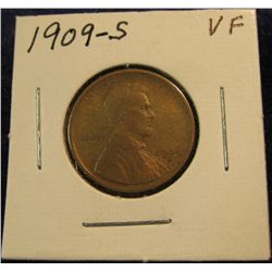 1221. 1909 S Lincoln Cent. F-VF. Rare Key Date.