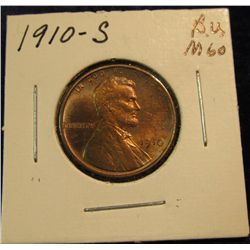 1223. 1910 S Lincoln Cent. AU 50. Scarce this nice.