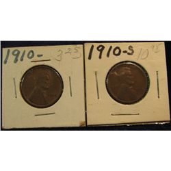 1224. 1910 P & S Lincoln Cents. F-EF. Scarce.