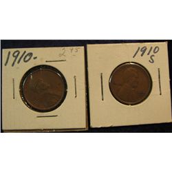 1225. 1910 P & S Lincoln Cents. F-EF. Scarce.