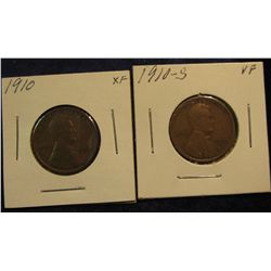 1227. 1910 P & S Lincoln Cents. F-EF. Scarce.