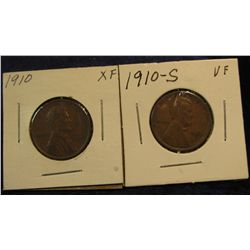 1228. 1910 P & S Lincoln Cents. F-EF. Scarce.