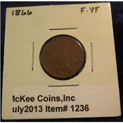 1236. 1866 Indian Head Cent. F-VF.