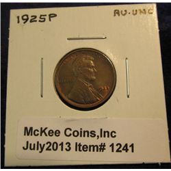 1241. 1925 P Lincoln Cent. AU-Unc.