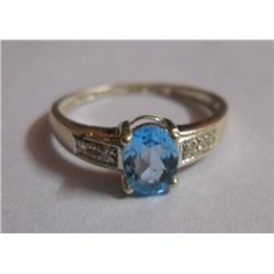 1.650g Ring of Blue Topaz and CZ Sterling Silver