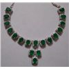 Image 1 : Green Onex and CZ 35.900g Necklace in Silver