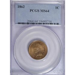 1862 INDIAN HEAD CENT PCGS MS64