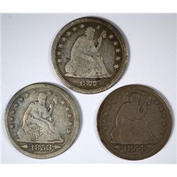 3 SEATED QUARTERS (53,54,77) G/VG