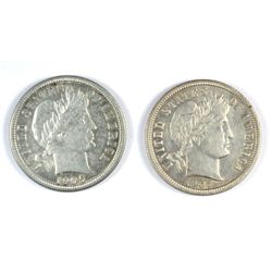 1905-S AU & 1907-S XF+ BARBER DIMES