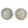 1905-S AU & 1907-S XF+ BARBER DIMES