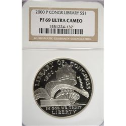 2000 LIBRARY OF CONGRESS COMMEM DOLLAR NGC PF-69 UC