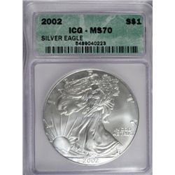 2002 SILVER AMERICAN EAGLE ICG MS70