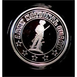 THE ARMY NATIONAL GUARD FEATURED ON A ONE OUNCE .999 SILVER ART ROUND