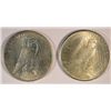 Image 2 : ( 2 ) NICE CIRCULATED PEACE SILVER DOLLARS,  1923-P AND 1924-9
