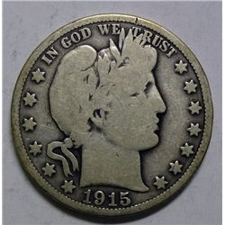 1915 BARBER HALF DOLLAR VG