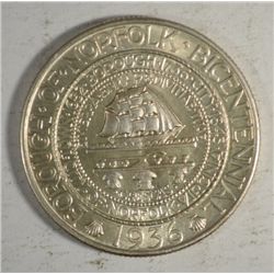 1936 NORFOLK HALF DOLLAR ORIGINAL GEM BU
