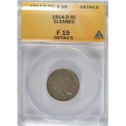 1914-D BUFFALO NICKEL ANACS FINE 15 DETAILS