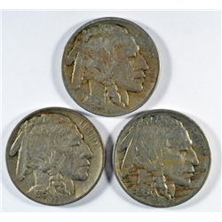 3-1915 BUFFALO NICKELS "GRADING SET" (VG,FINE,XF)