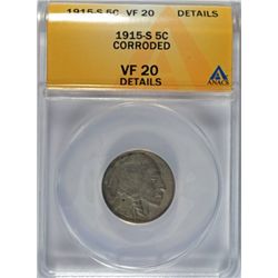 1915-S BUFFALO NICKEL ANACS VF-20 DETAIL