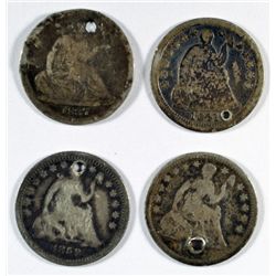4-CULL SEATED HALF DIMES