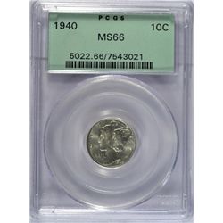 1940 MERCURY DIME PCGS MS66 OGH