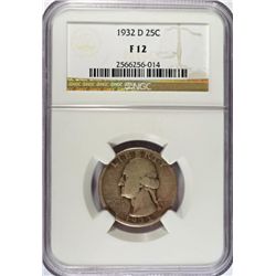 1932-D WASHINGTON QUARTER NGC FINE 12