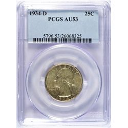 1934-D WASHINGTON QUARTER PCGS AU53