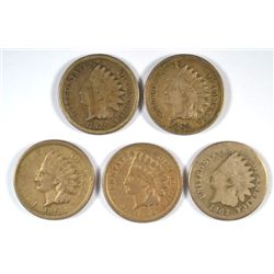 5-1862 INDIAN HEAD CENTS "GRADING SET" (AG,GOOD,VG,FINE,VF)