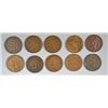 10 DIFFERENT INDIAN HEAD CENTS (83,84,85,87,88,90,93,95,98,99) AG-XF