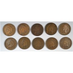 10 DIFFERENT INDIAN HEAD CENTS ( 00,01,02,03,04,05,06,07,08,09) VG-XF