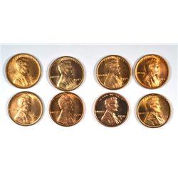 8 DIFFERENT LINCOLN CENTS (29,34,34-D,37,42,53-S,60SD,70-S PF) BU