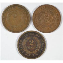 3-1865 TWO CENT "GRADING SET" (AG,GOOD,VG)