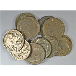 10 DIFFERENT BUFFALO NICKELS (24,24-D,24-S,25,25-D,26,27,27-D,27-S,28) GOOD-VF